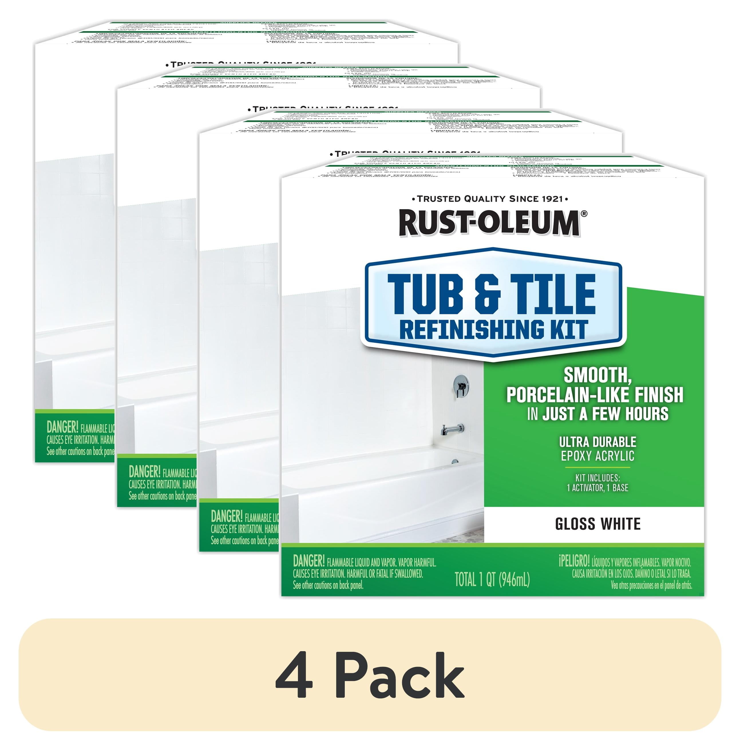 (4 pack) White, Rust-Oleum Gloss Tub & Tile Refinishing Kit- 384165
