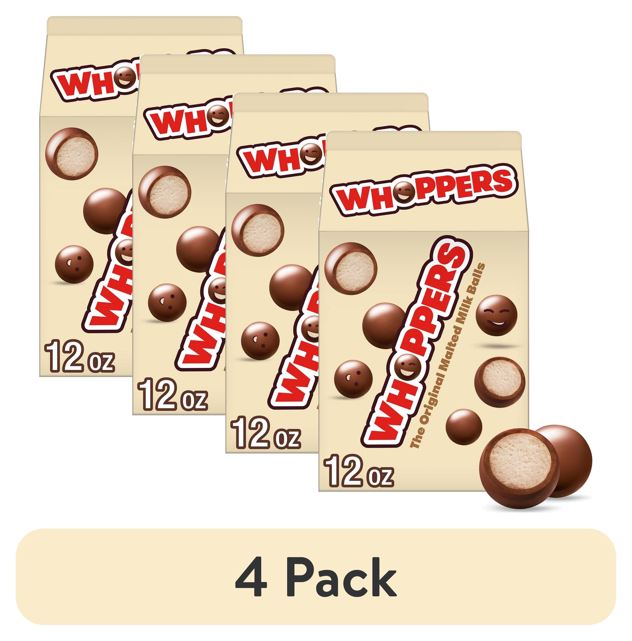 (4 pack) Whoppers Malted Milk Balls Candy, Carton 12 oz