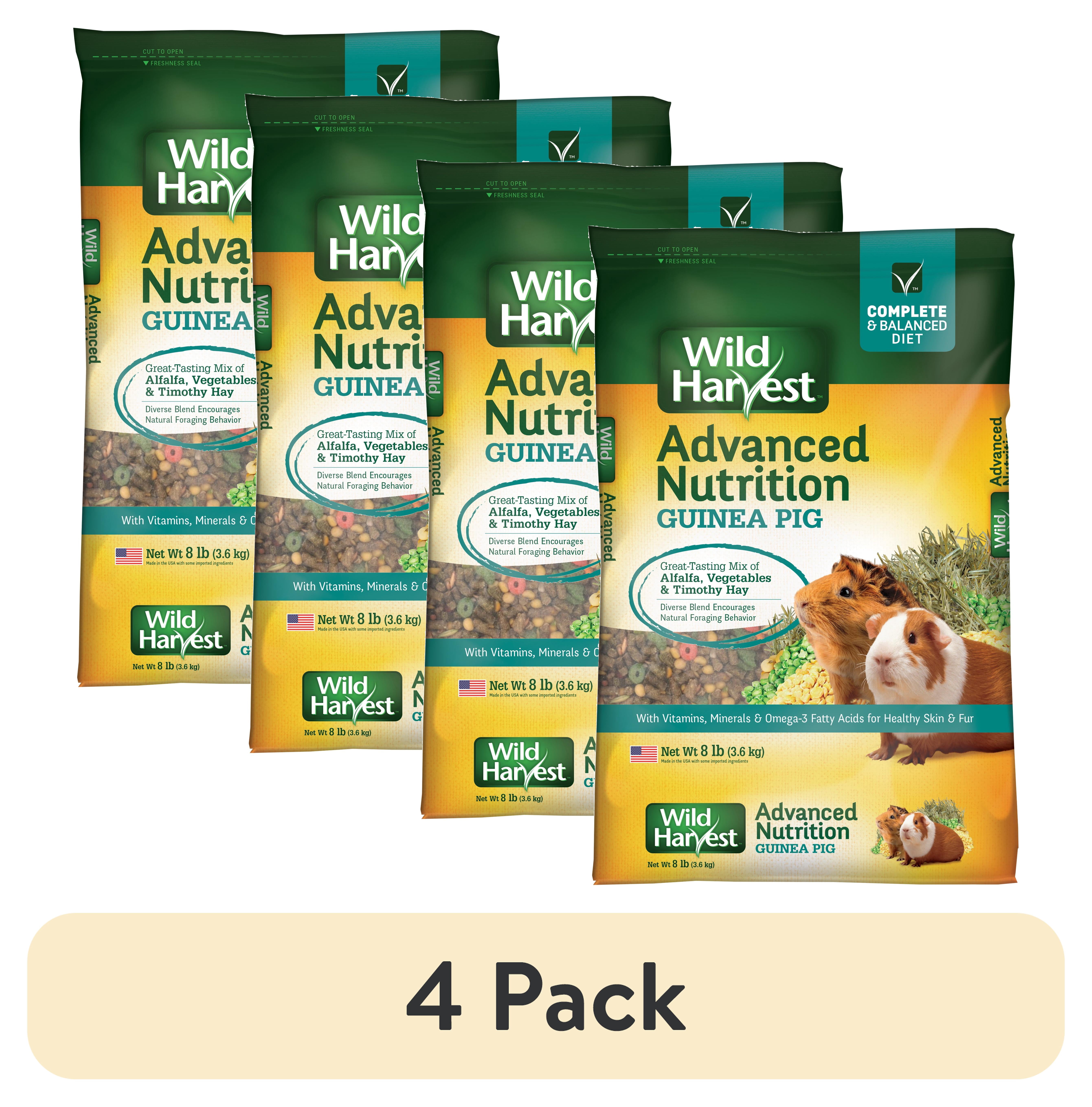 (4 pack) Wild Harvest Advanced Nutrition Guinea Pig Food, Complete and Balanced Diet, 8 lb.