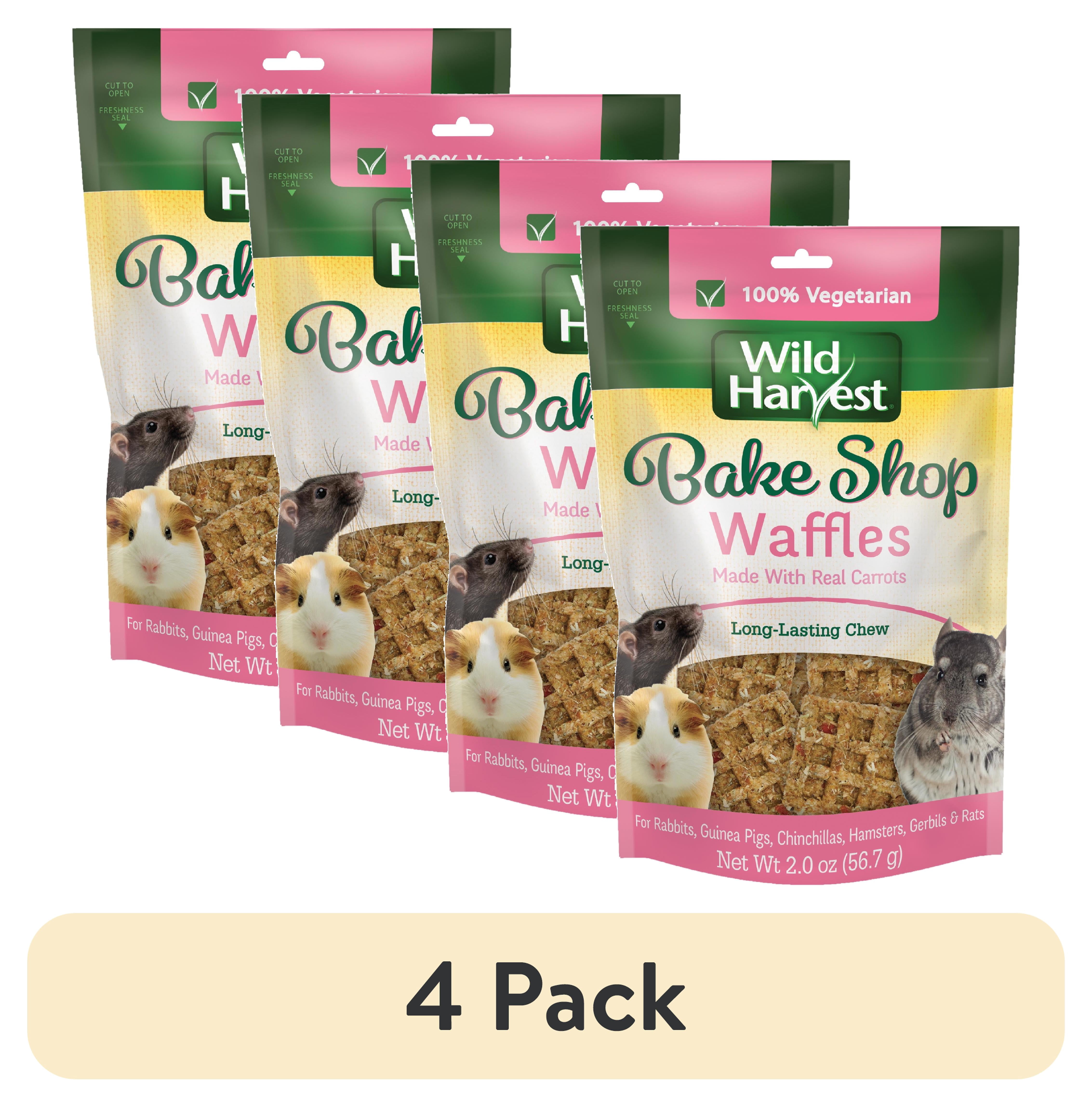 (4 pack) Wild Harvest Bake Shop Waffles for Small Animals, 2-in-1 Edible Long-Lasting Chew and Treat, 2 oz
