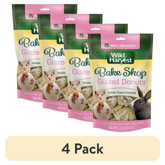 (4 pack) Wild Harvest Glazed Donut Treats for Small Animals, 2.2 oz