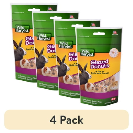 (4 pack) Wild Harvest Glazed Donut Treats for Small Animals, 2.2 oz