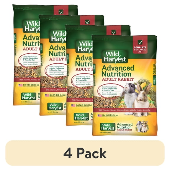 (4 pack) Wild Harvest Mix Rabbit Food, Vegetable & Grain, 8 lb. Bag