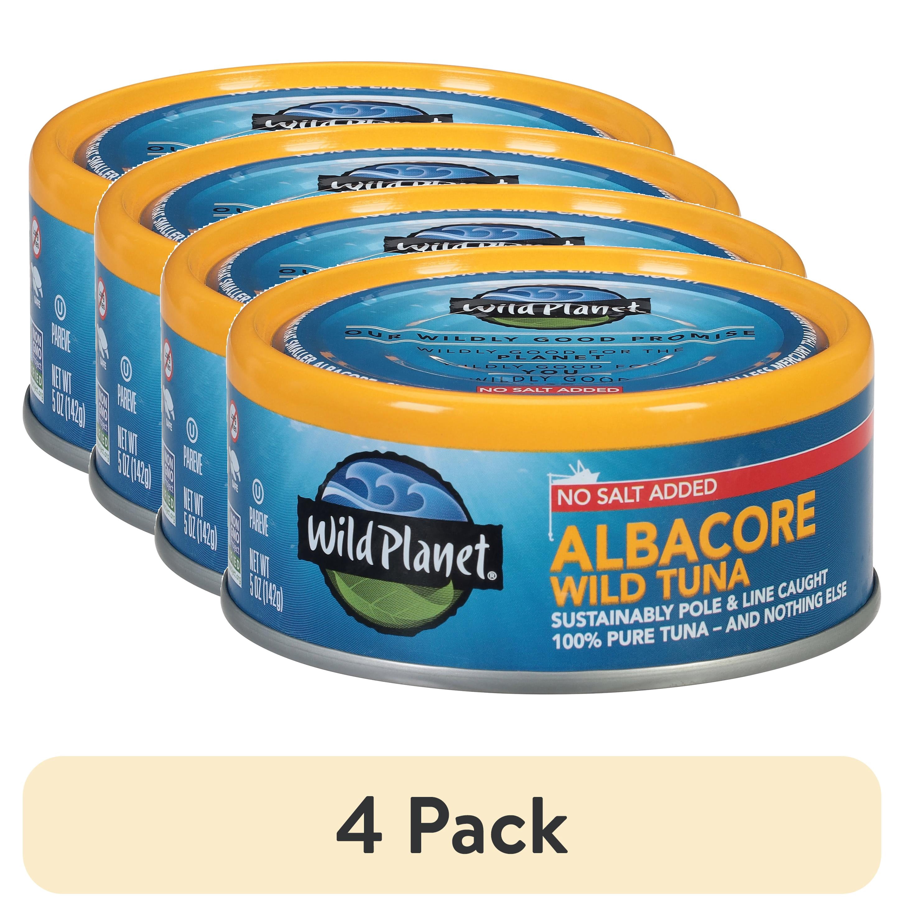 4 pack) Wild Planet Albacore Wild Caught Tuna, No Salt Added, 5 oz