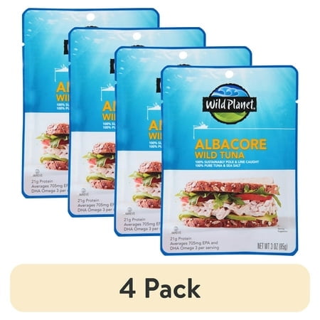(4 pack) Wild Planet Wild Caught Albacore Tuna with Sea Salt, 3 oz Can