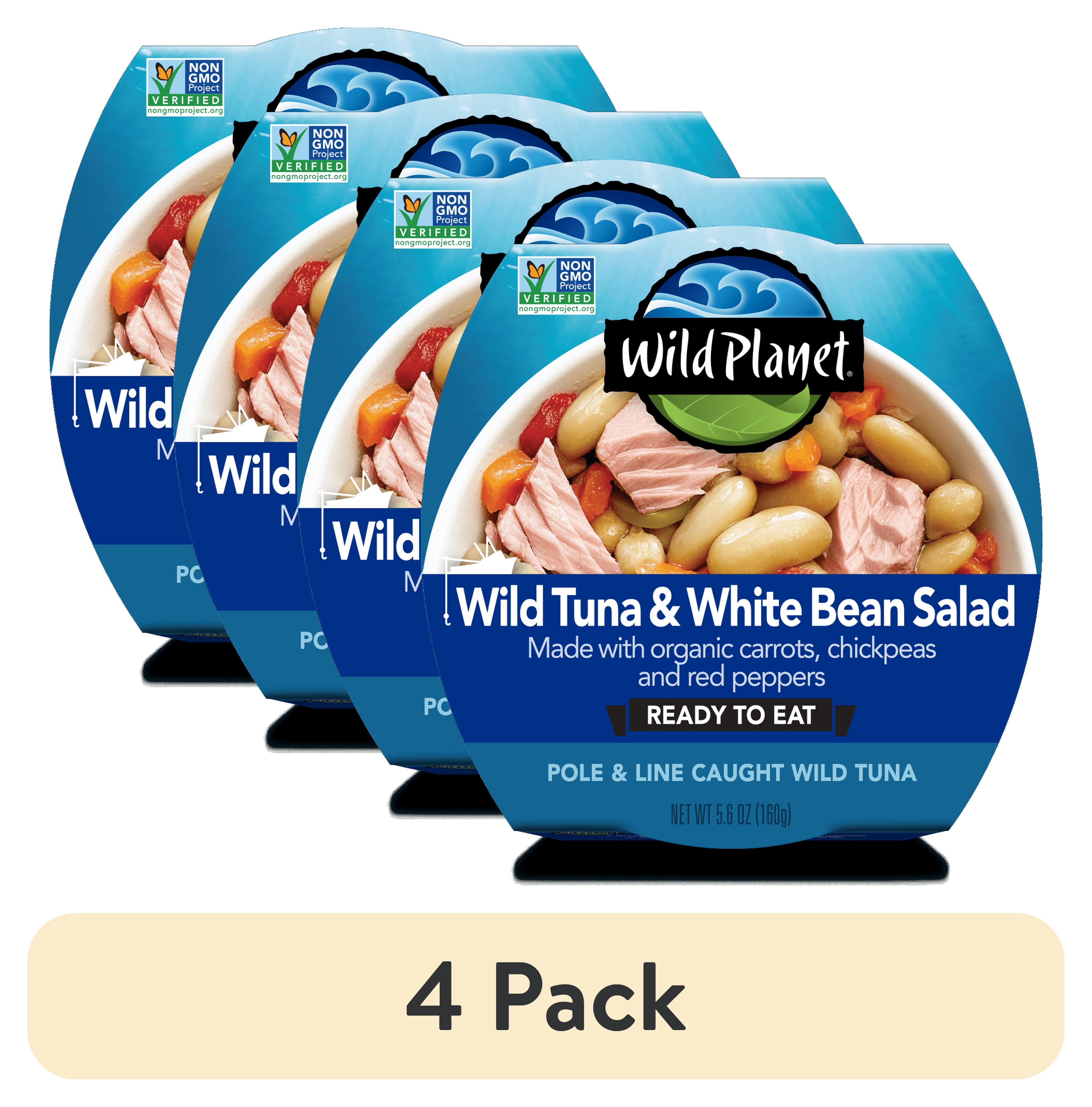 (4 pack) Wild Planet Wild Caught Tuna White Bean Salad with Veggies, Ready to Eat, 5.6 oz Can