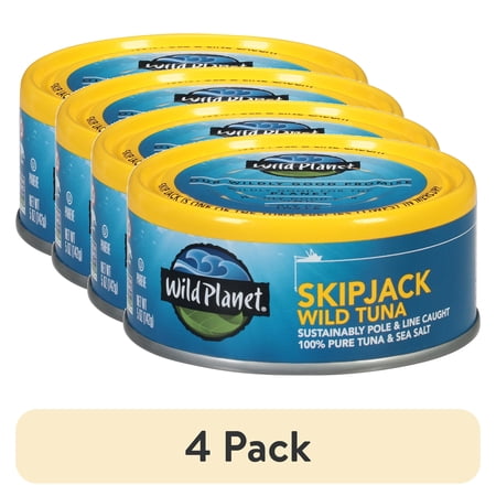 (4 pack) Wild Planet Skipjack Wild Caught Tuna with Sea Salt, 5 oz Can