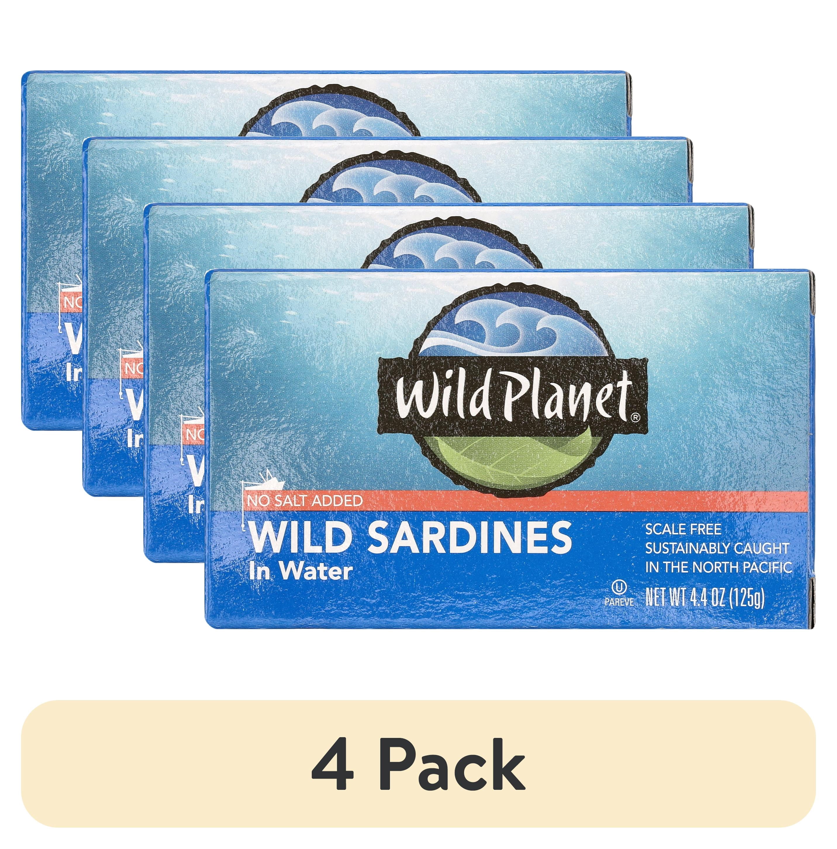 (4 pack) Wild Planet Wild Caught Sardines in Water, No Salt Added, 4.4 oz Can