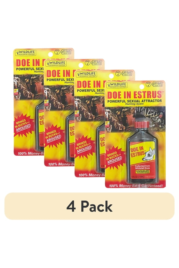 (4 pack) Wildlife Research Center, Doe in Estrus, Doe Estrous Deer Hunting Scent, 4 FL OZ