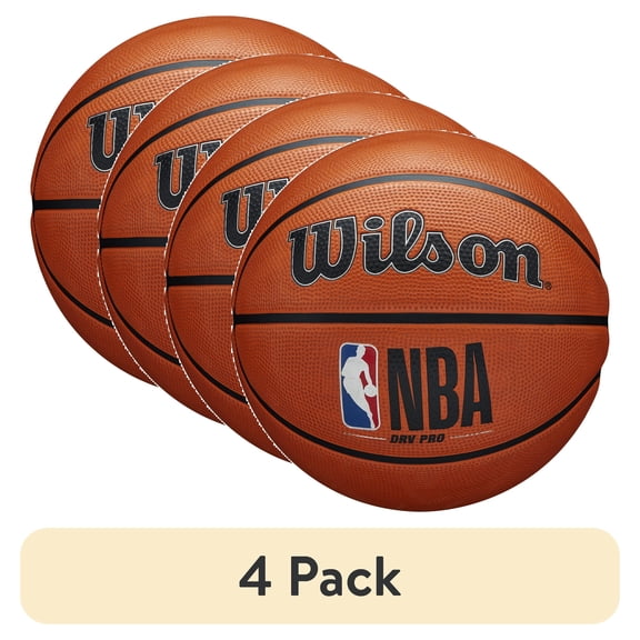 (4 pack) Wilson NBA DRV Pro Official Size 7 Outdoor Basketball – Durable Grip Performance Ball for Street Play & Training