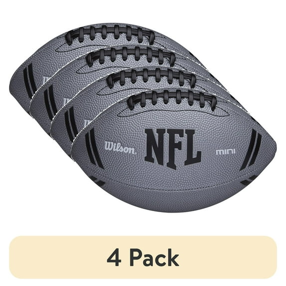 (4 pack) Wilson NFL Mini Size Football, Grey, Composite Leather
