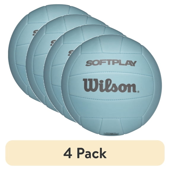 (4 pack) Wilson Softplay Recreational Volleyball - Blue, Official Size