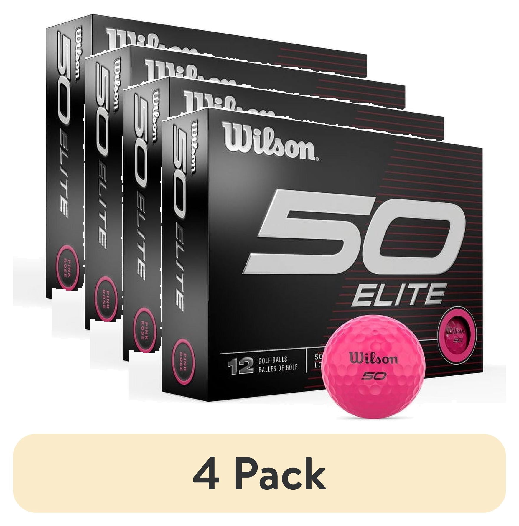(4 pack) 2023 Wilson 50 Elite Golf Balls, Pink, 12pk