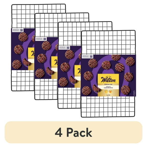 (4 pack) Wilton Premium Rectangular Cooling Grid Rack Checkered Grid 16" Length x 10" Width, Packaging May Vary