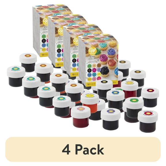 Wilton Edible Gel Food Coloring Set for Cake Decorating & Baking Variety Pack of 12 Each Jar 0.5 Oz.