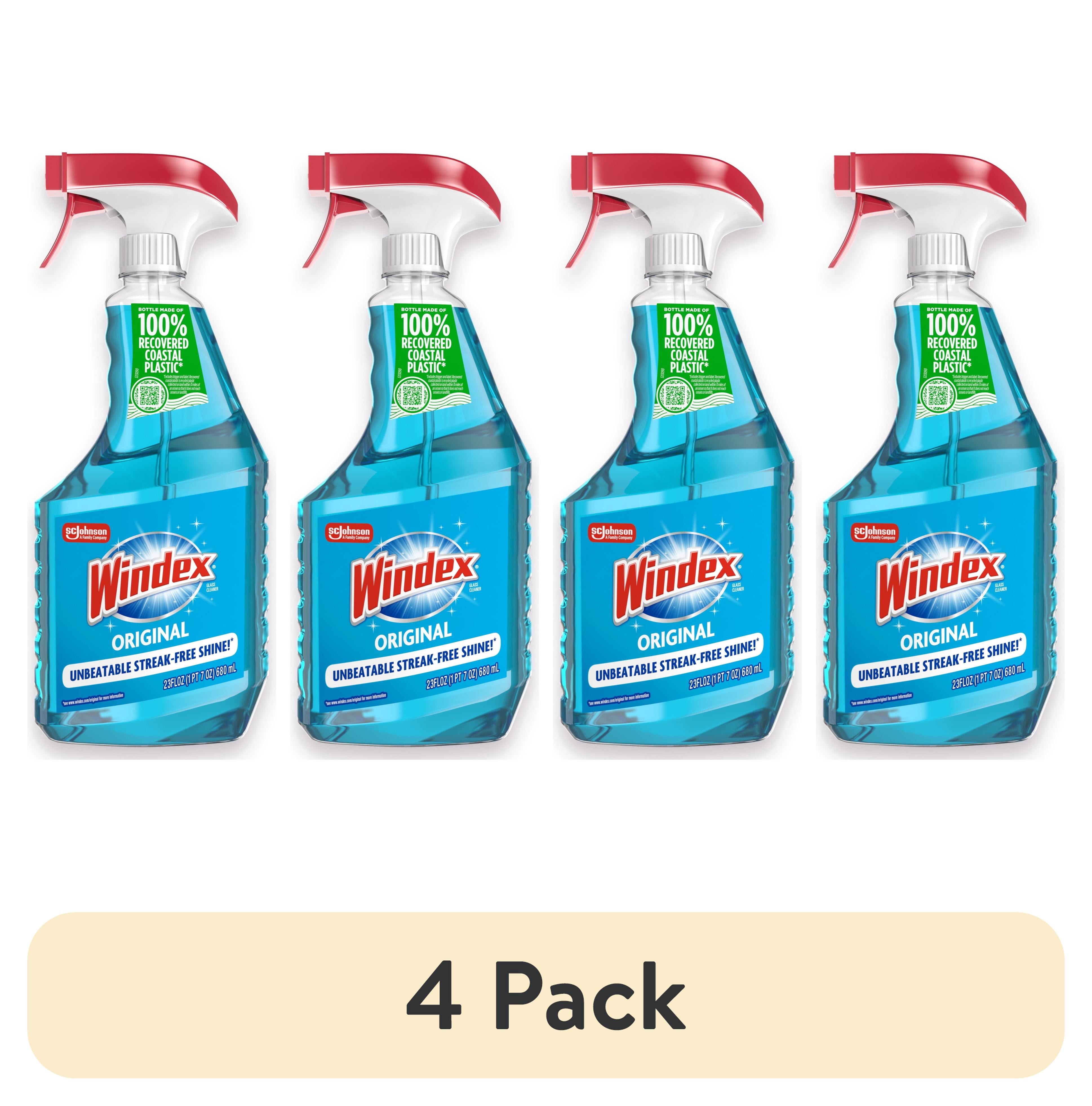 (4 pack) Windex Glass, Window, and Mirror Cleaner, Original Blue, Spray Bottle, 23 fl oz
