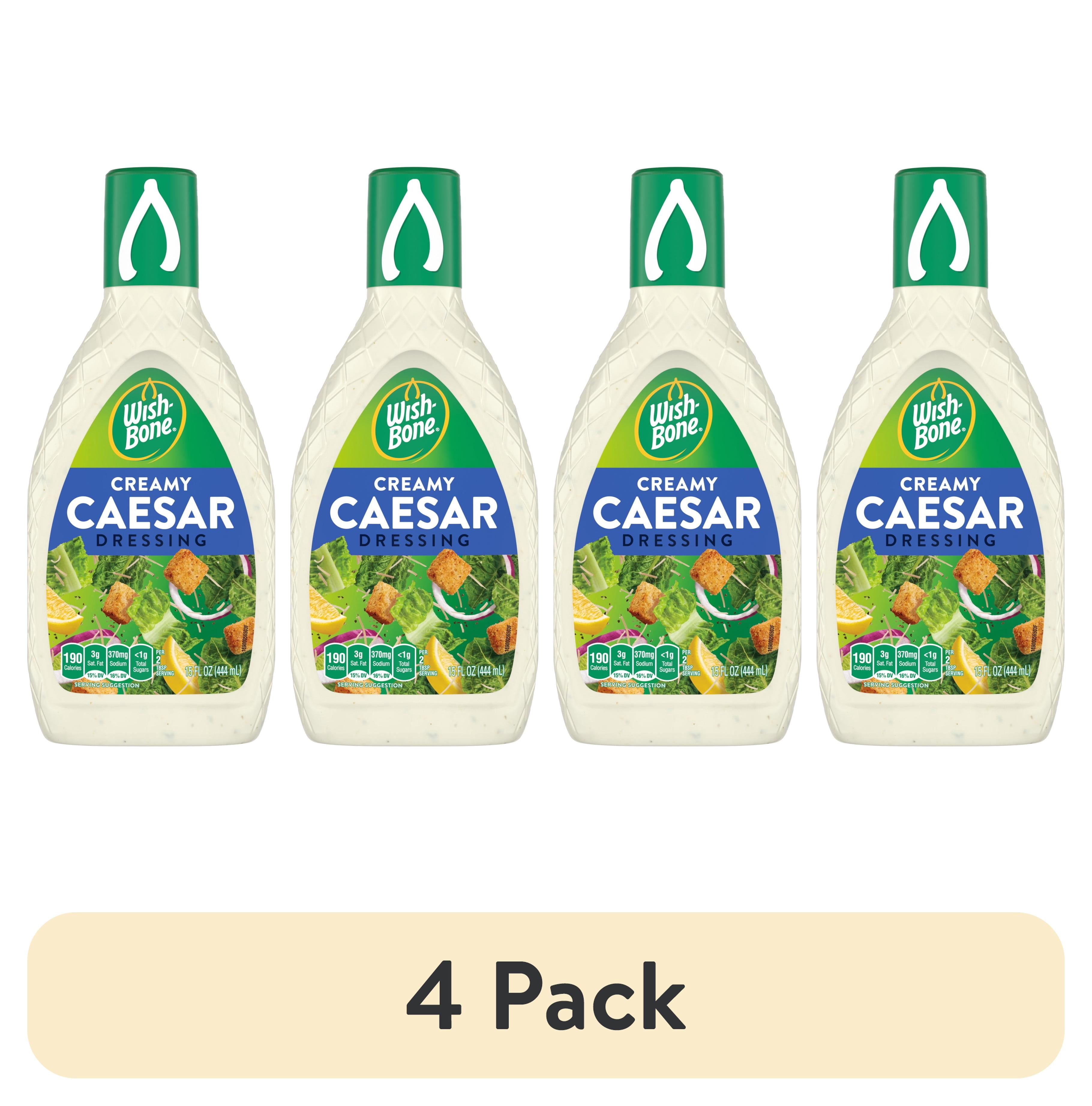 (4 pack) Wish-Bone Creamy Caesar Salad Dressing, 15 fl oz