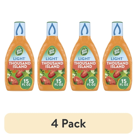 (4 pack) Wish-Bone Light Thousand Island Salad Dressing, 15 fl oz