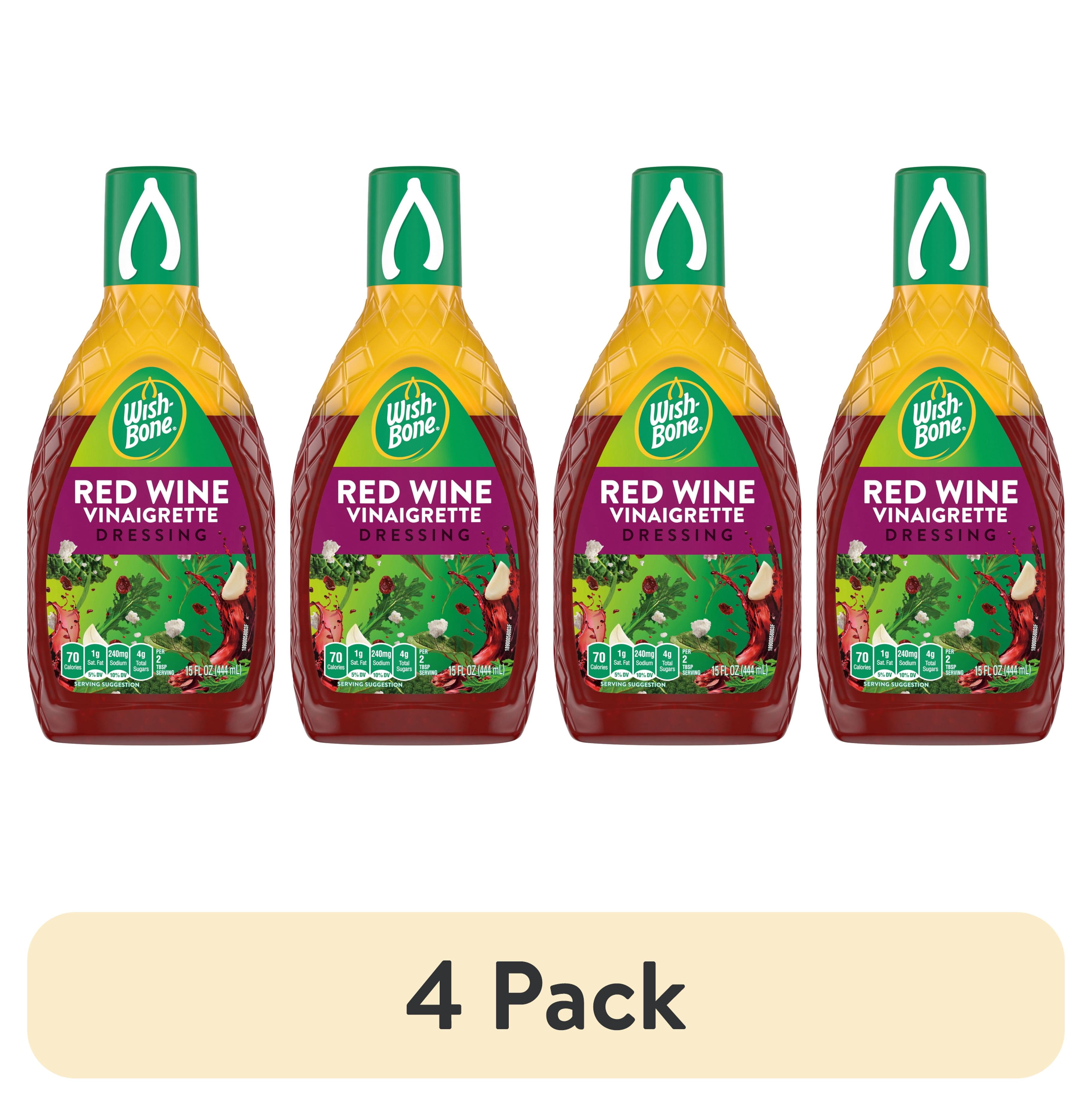 (4 pack) Wish-Bone Red Wine Vinaigrette Salad Dressing, 15 fl oz