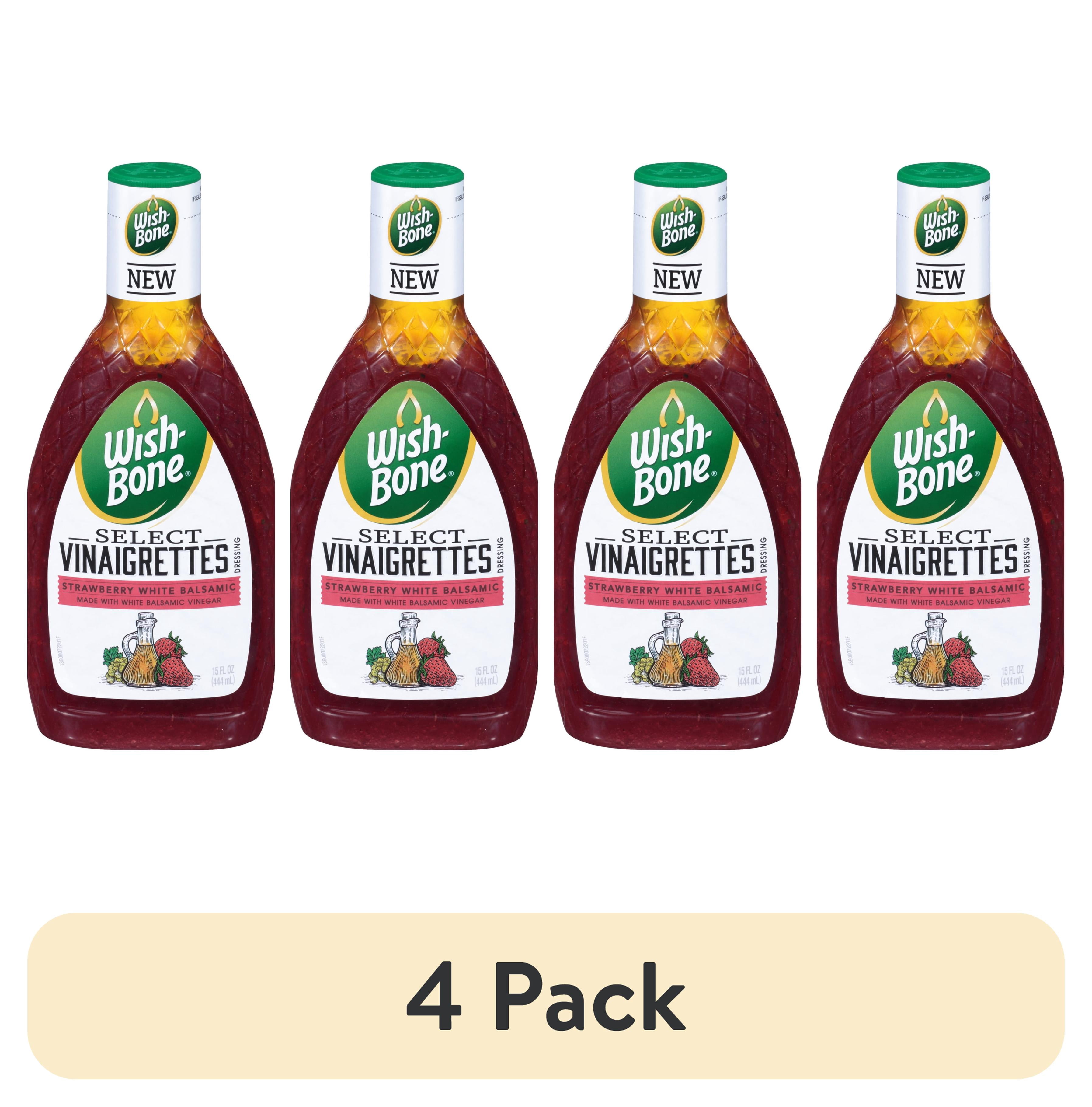 (4 pack) Wish-Bone Vinaigrettes Strawberry White Balsamic Salad Dressing, 15 fl oz