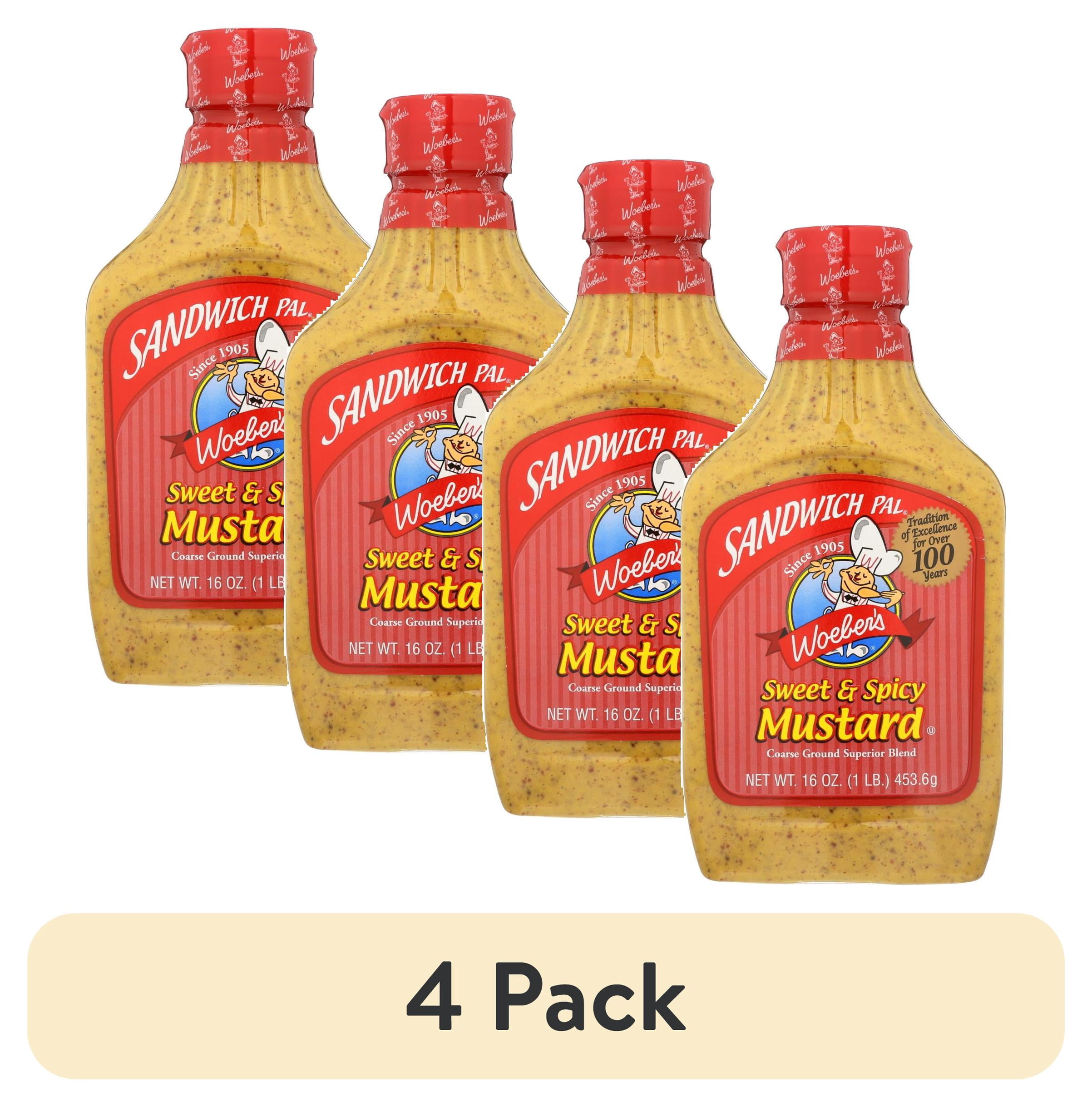 (4 pack) Woeber's Sandwich Pal Sweet and Spicy Mustard, 16 oz, Gluten Free
