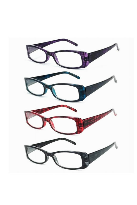 4-pack Women's Computer Readers - Blue Light Blocking Scratch Resistant Reading Glasses for Women (Precious Stones, 2.00)