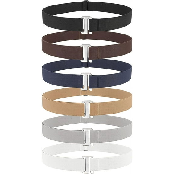 4 pack Womens Invisible Adjustable Elastic No Show Flat Buckle Stretchable Belt for Jeans Pants Dresses