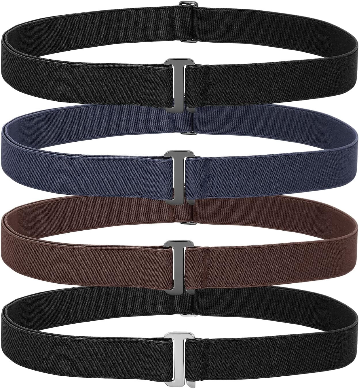 4927 4 Pieces No Buckle Stretch Women Belt For Jeans Pants, Ladies 4× No-Buckle Elastic Waist Belt Set Buckle-Free Comfort  main image 2