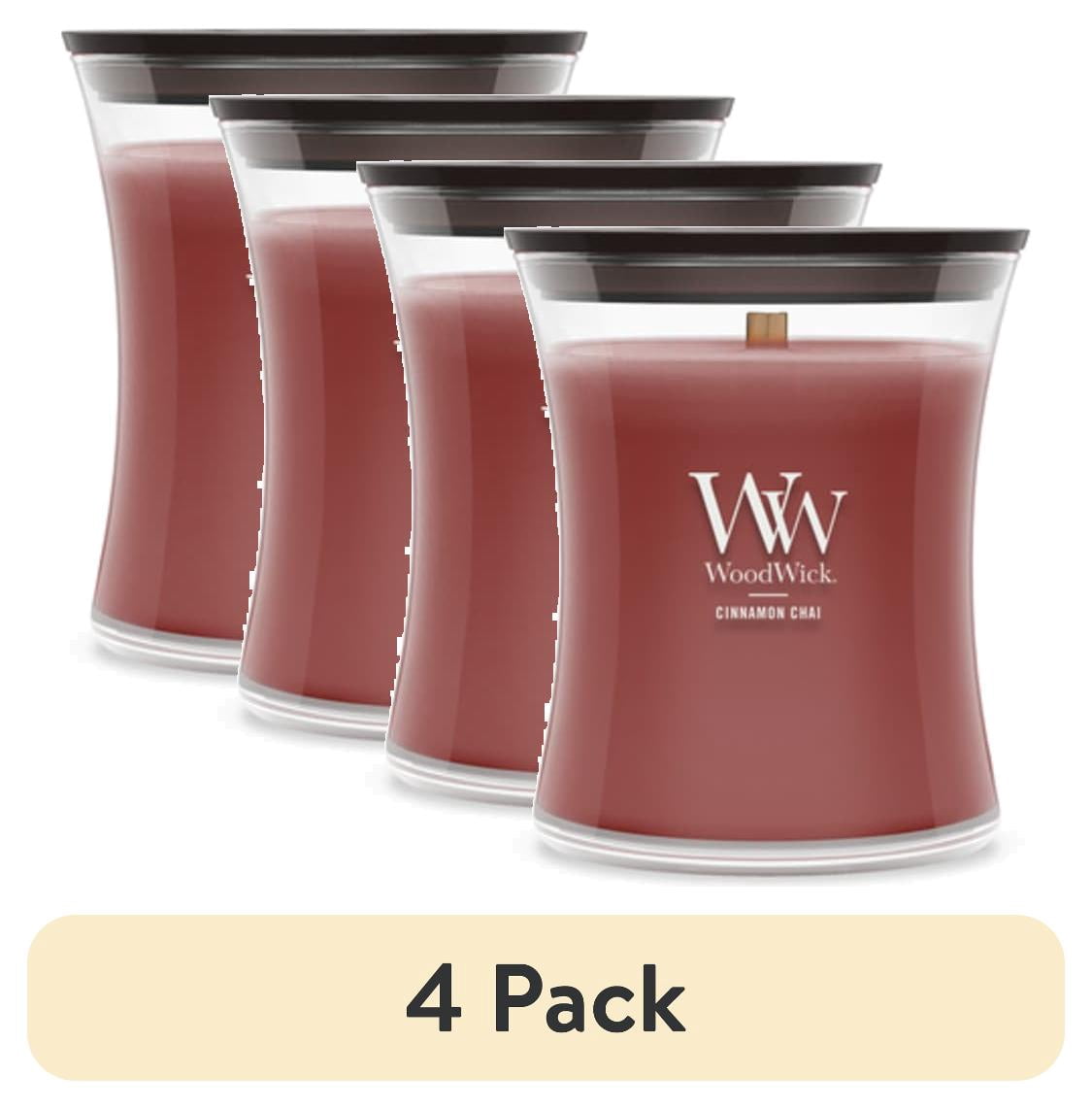 (4 pack) WoodWick Medium Hourglass Scented Candle, Cinnamon Chai, 9.7 oz