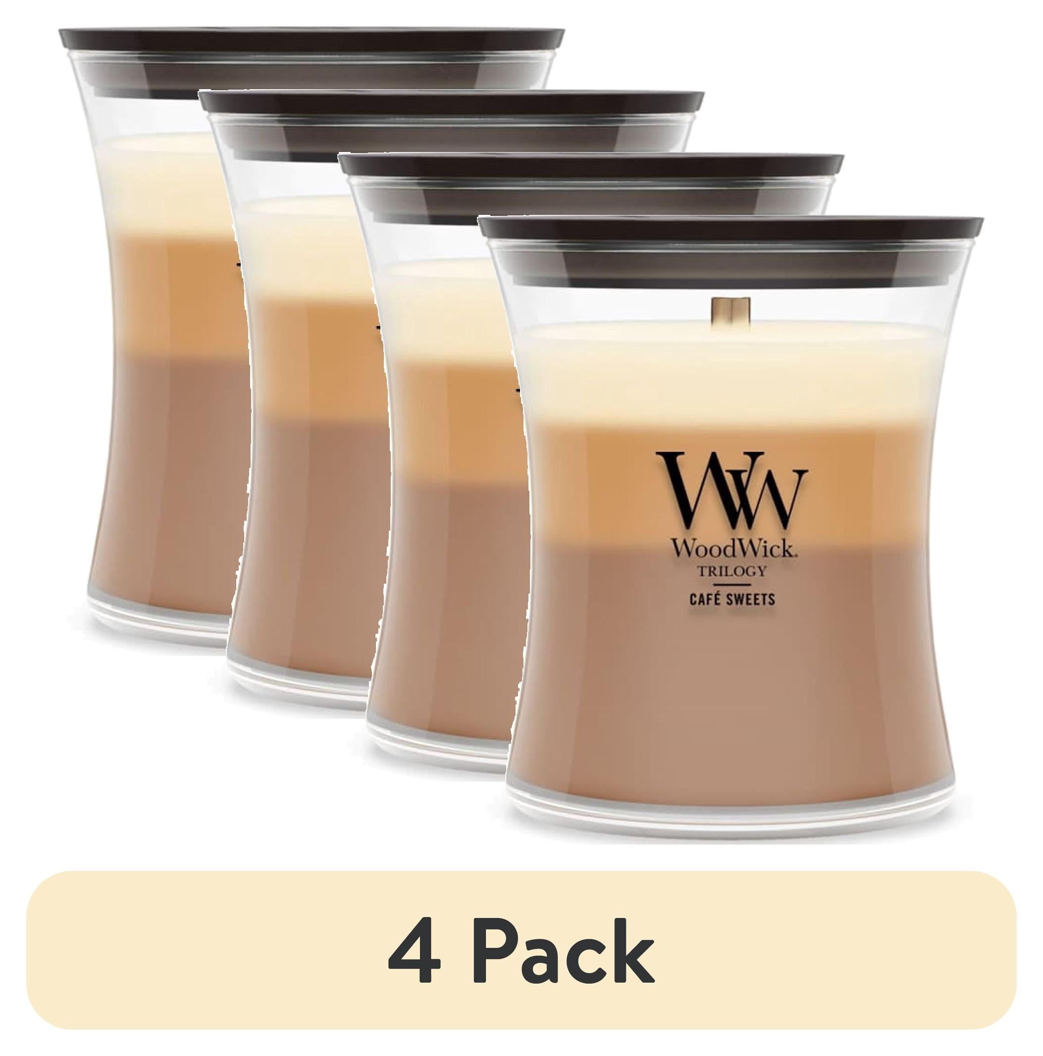 (4 pack) WoodWick Medium Hourglass Trilogy Scented Candle, Café Sweets, 9.7 oz