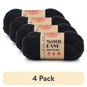 (4 pack) Lion Brand Wool-Ease Recycled Black 632-153S Medium Yarn