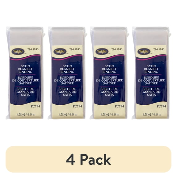 (4 pack) Wrights 2" Dove Gray Blanket Binding, 4.75 yd Polyester Sewing Trim