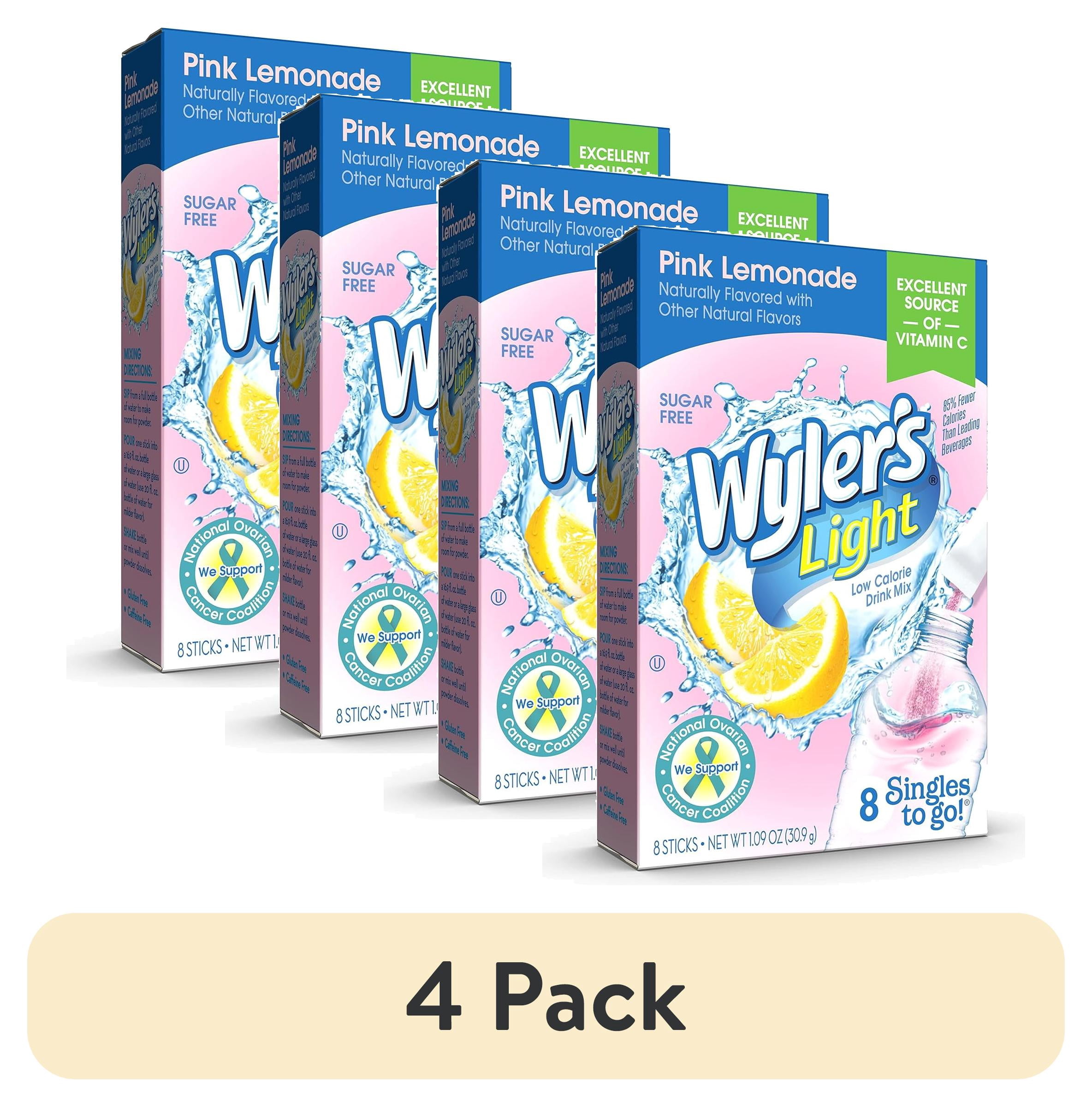 (4 pack) Wyler's Light Pink Lemonade Low Calorie Drink Mix, 8 count, 1.09 oz