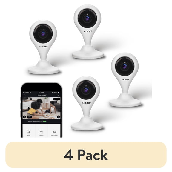 (4 pack) XODO E4 Wireless Security Camera, Indoor Baby Monitor and Wi-Fi Camera System with Night Vision and Two-Way Audio, 4-Pack