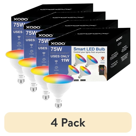 (4 pack) XODO Recessed Smart Light Bulbs, 900 Lumen Multicolor LED Light Bulbs with Voice Control, 11-Watts, 4-Pack