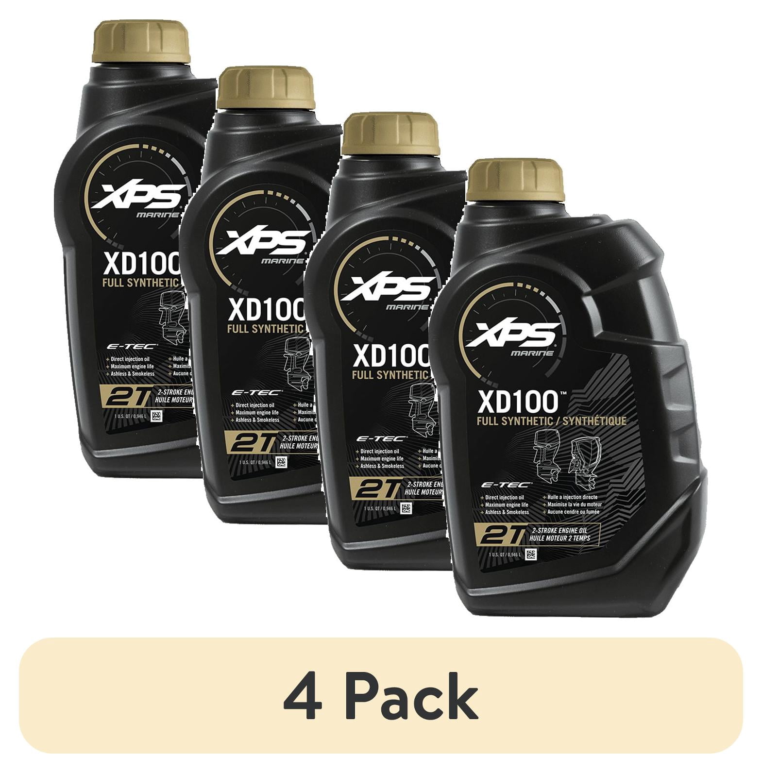 (4 pack) XPS Marine XD100 Synthetic 2-Stroke Engine Oil For Evinrude E-TEC, 1 Quart