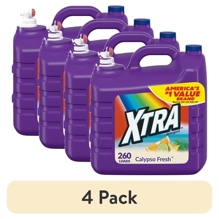 (4 pack) Xtra Liquid Laundry Detergent Soap, Calypso Fresh Scent, 312 fl oz, 260 Loads