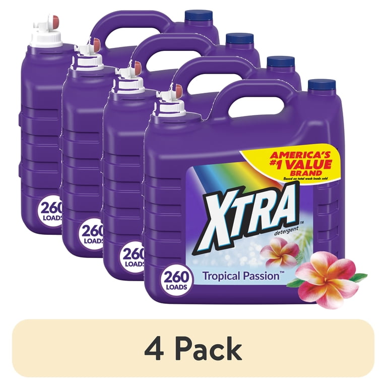 4 pack) Xtra Tropical Passion, 260 Loads Liquid Laundry Detergent
