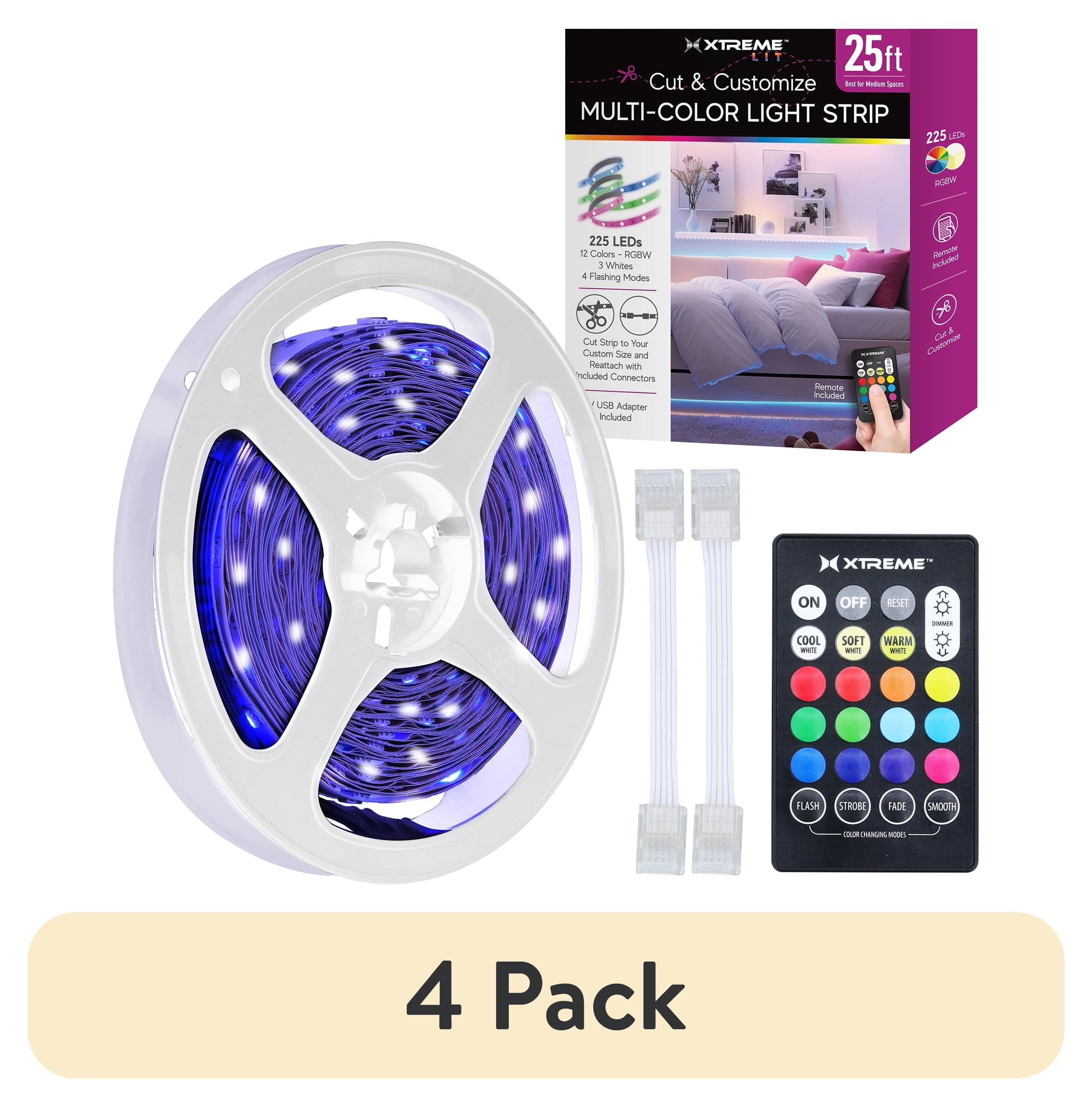 Xtreme 25ft Cut & Customize Indoor LED Light Strip Kit with Remote, 225 ...