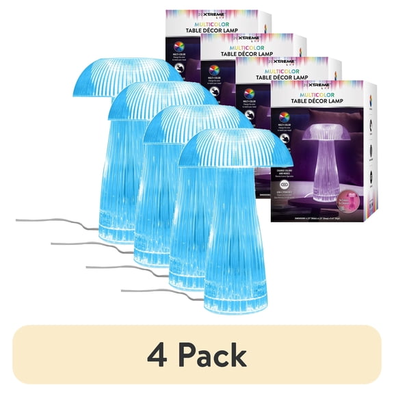 (4 pack) Xtreme Lit Neon Multi-Color Mushroom LED Touch Lamp for Bedroom Decor with Remote & Crystal Finish