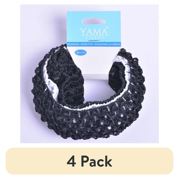 (4 pack) YAMA RIBBON Fashion Headbands Kids Knit Crochet Headband in Black & White, 3 ct (1 Pack)