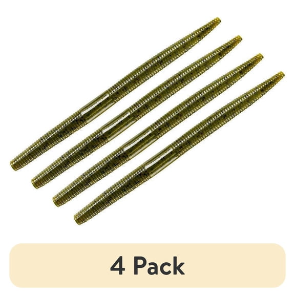 (4 pack) YUM Dinger Soft Plastic Worm 4" Green Pumpkin 8 Count