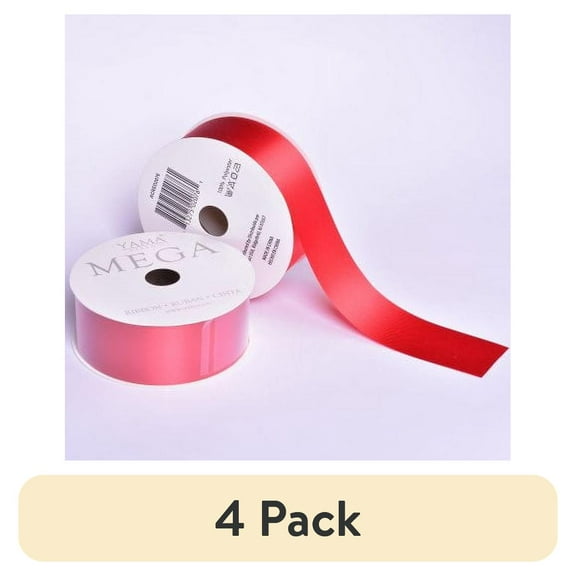 (4 pack) Yama Ribbon, Acetate Mega Ribbon Red, 1.5inch x 18 feet