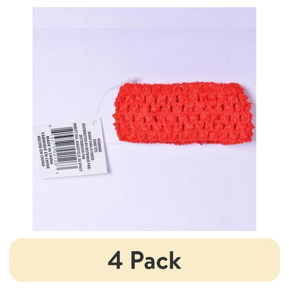 (4 pack) Yama Ribbon, Female Girls Child Accessories Knit Croch Headband in Red Color, 1 Count