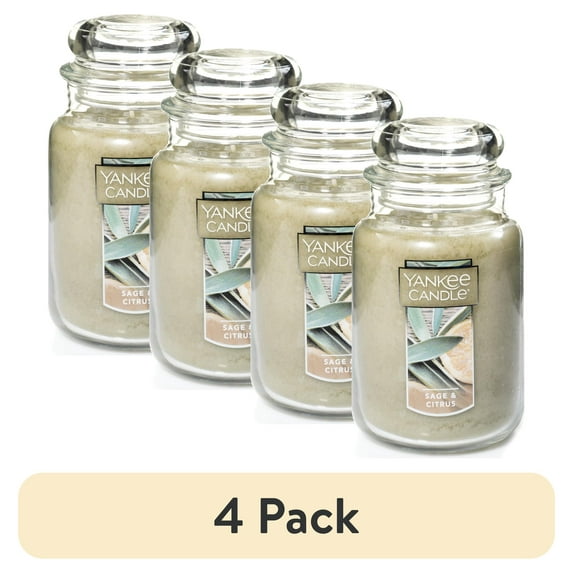 (4 pack) Yankee Candle Sage & Citrus Original Large Scented Jar Candle, 22 oz