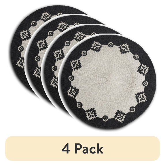 (4 pack) Yellowstone Round Kitchen Table Placemat, Beth Collection