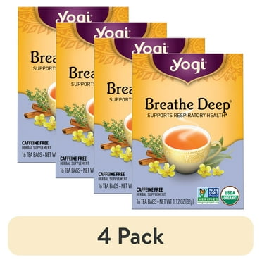 (4 pack) Yogi Tea Breathe Deep, Caffeine-Free Organic Herbal Tea Bags, 16 Count