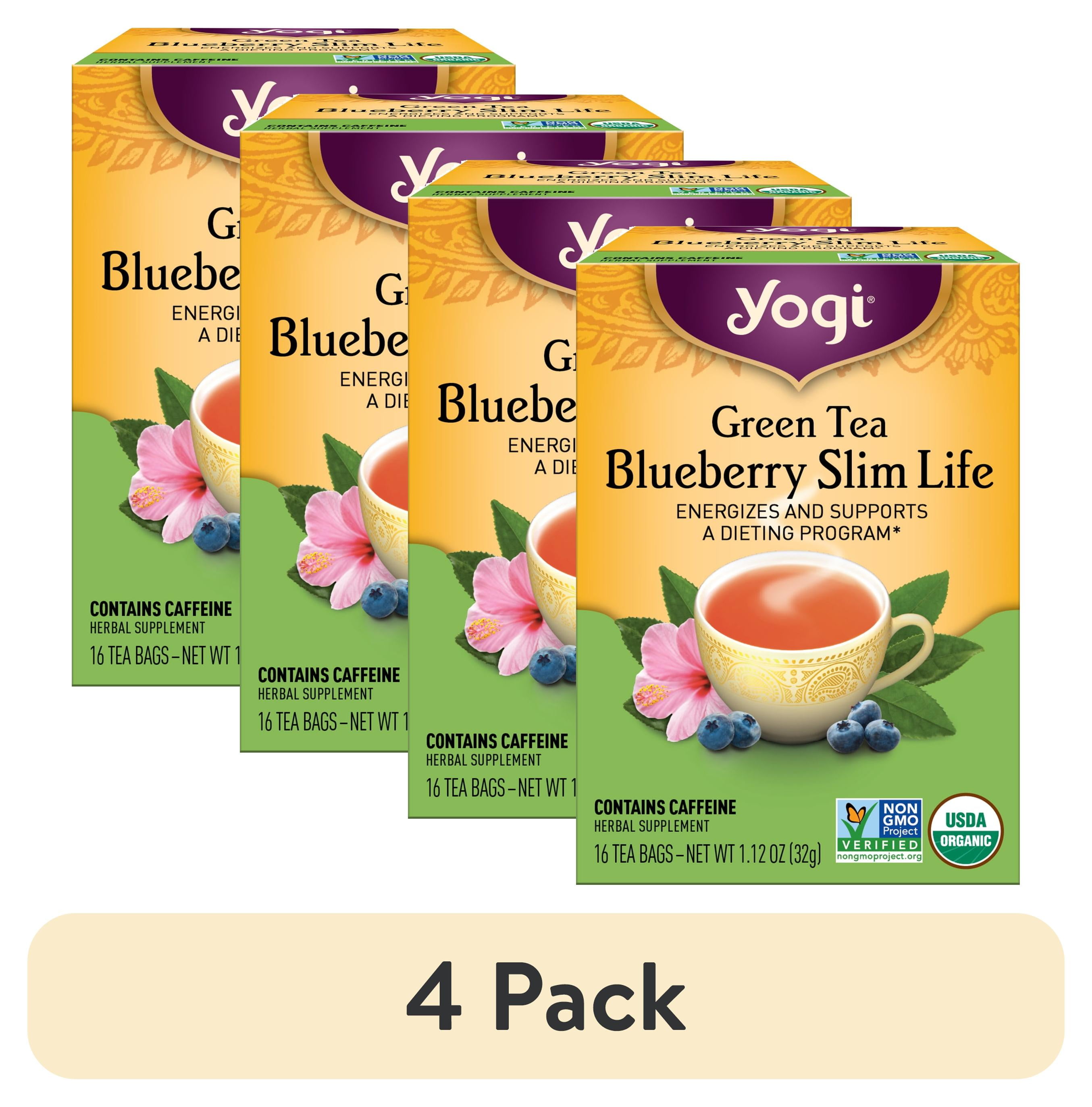 (4 pack) Yogi Tea Green Tea Blueberry Slim Life, Organic Green Tea Bags ...