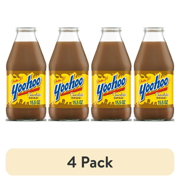 (4 pack) Yoo-hoo Chocolate Drink, 15.5 fl oz, Glass Bottle