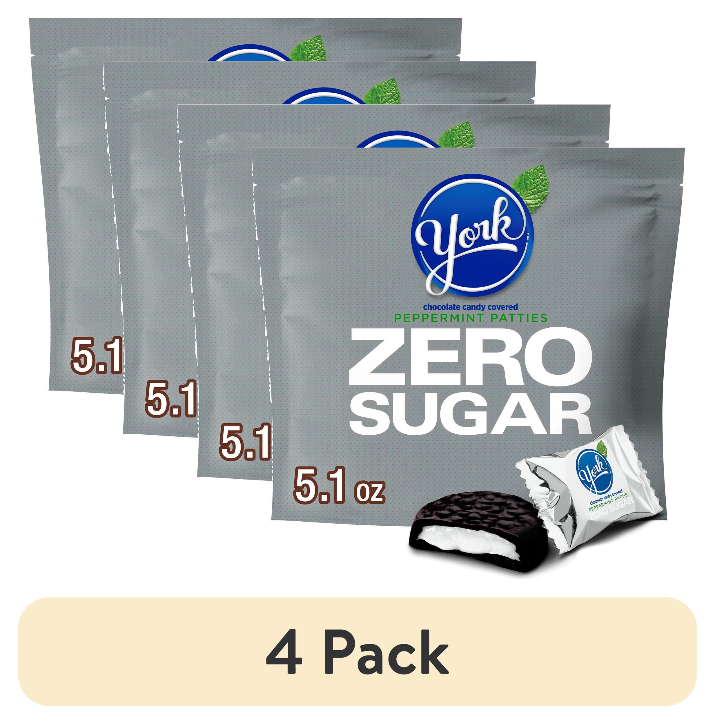 (4 pack) YORK Zero Sugar Chocolate Peppermint Patties, Candy Bag, 5.1 oz